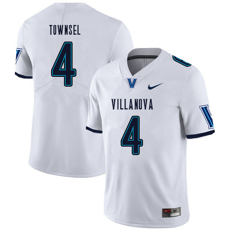 Men #4 Qwahsin Townsel Villanova Wildcats College Football Jerseys Sale-White - Click Image to Close